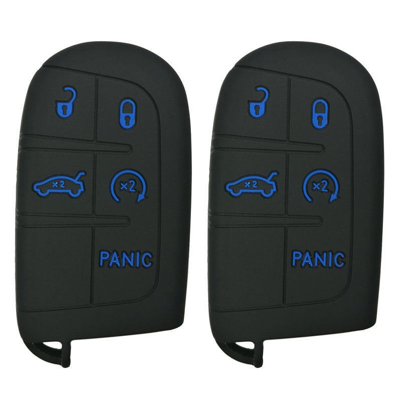 Coolbestda 2X Coolbestda Key Fob Protector Remote Cover Case Keyless Jacket for 2017 2018 2019 2020 2021 2022 2023 Jeep Grand Cherokee Compass Chrysler 300 200 Dodge Challenger Charger Dart Durango Journey - Image 1